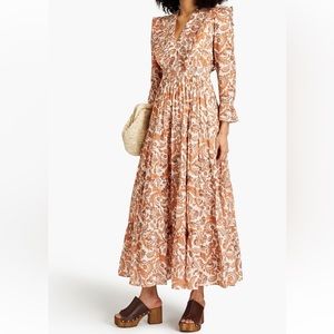 Maje shirred paisley print maxi dress